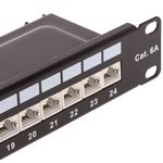 Patch panel rack 24 RJ45 Cat.6A FTP 1U negro con peine para gestión de cables - RD04600 - 04