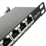 Patch panel rack 24 RJ45 Cat.6A FTP 0.5U negro con peine para gestión de cables - RD04700 - 07
