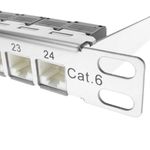 Patch panel 24 RJ45 Cat.6 UTP 0.5U metal con peine para gestión de cables - RD03900 - 04