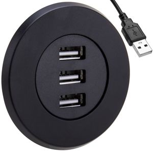 Concentrador de 3 puertos USB 2.0 para escritorio negro
