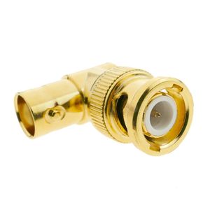 Conector dorado BNC RG6U macho-hembra acodado