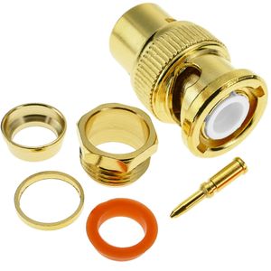 Conector dorado BNC RG6U macho para roscar