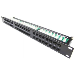 Patch panel de 48 RJ45 Cat.5e UTP 1U negro