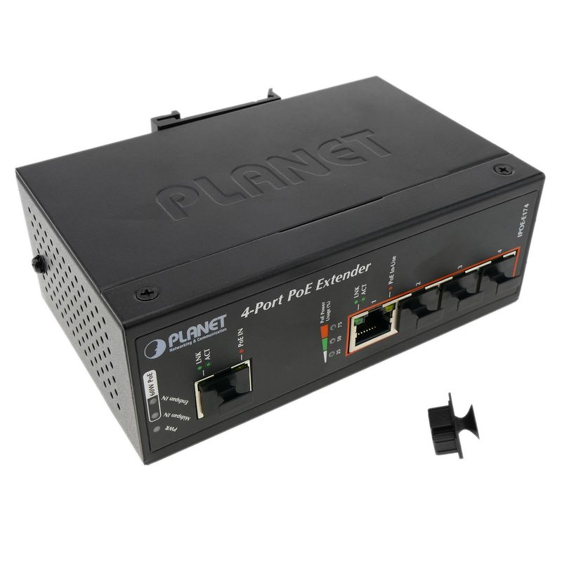 Ultra Power over Ethernet PoE extensor 1 puerto PoE a 4 puertos PoE IEEE802.3af/at 10/100/1000Mbps - RA02400 - 01