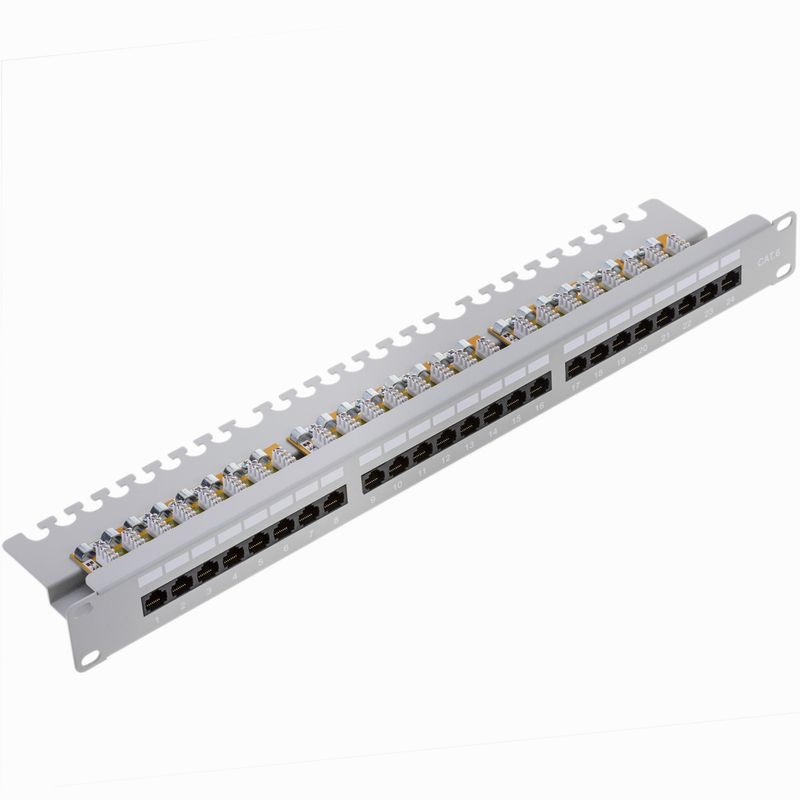 Patch panel 24 RJ45 Cat.6 UTP 1U blanco con peine - WT03200 - 01