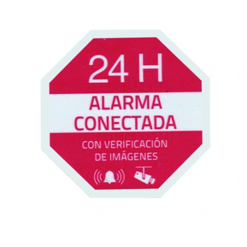 Pegatina Alarma Conectada disuasoria de vinilo de 65x65mm - AC-PEGATINA-ES - 01