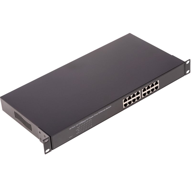 PoE Inyector Hub IEEE802.3af 10/100 Mbps 16-Port Rack 19" - RA06400 - 01