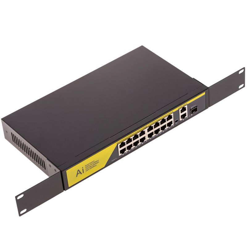 POE-Switch IEEE802.3af RACK19 (16 puertos UTP + 2 Gigabit + 1 SFP) - RA07700 - 01