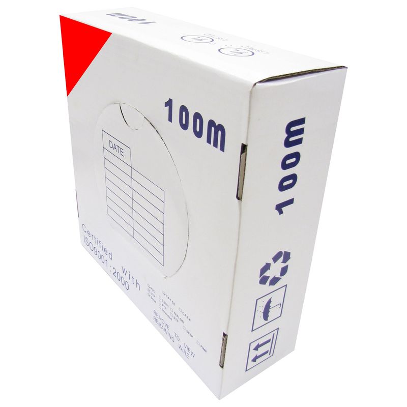 Bobina de cable de red ethernet Cat. 6 UTP CCA de 100 m rígido de color rojo - LQ00300 - 01