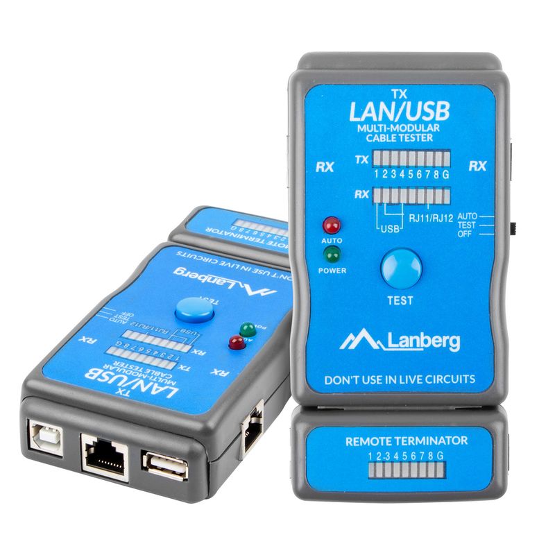 Comprobador de cables de red Lanberg NT-0403 para RJ45 RJ11 y USB - CT10200 - 01