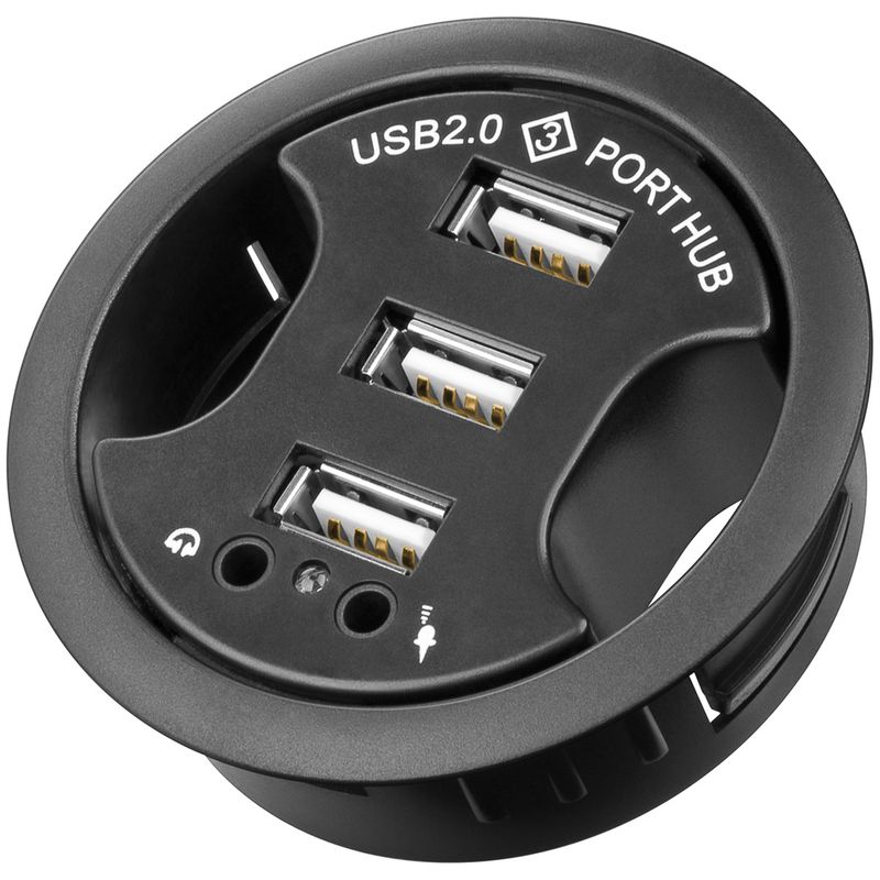 Concentrador de 3 puertos USB 2.0 audio y micro para escritorio negro - US04300 - 01