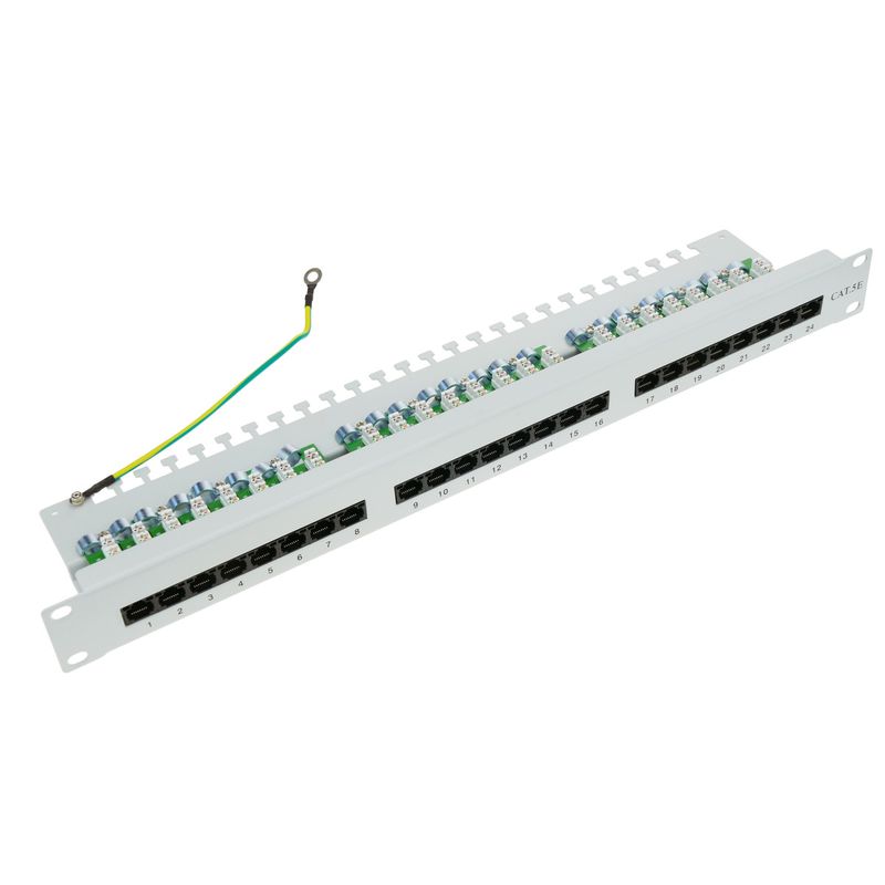 Patch panel de 24 RJ45 Cat.5e UTP 1U blanco con peine - WT03100 - 01